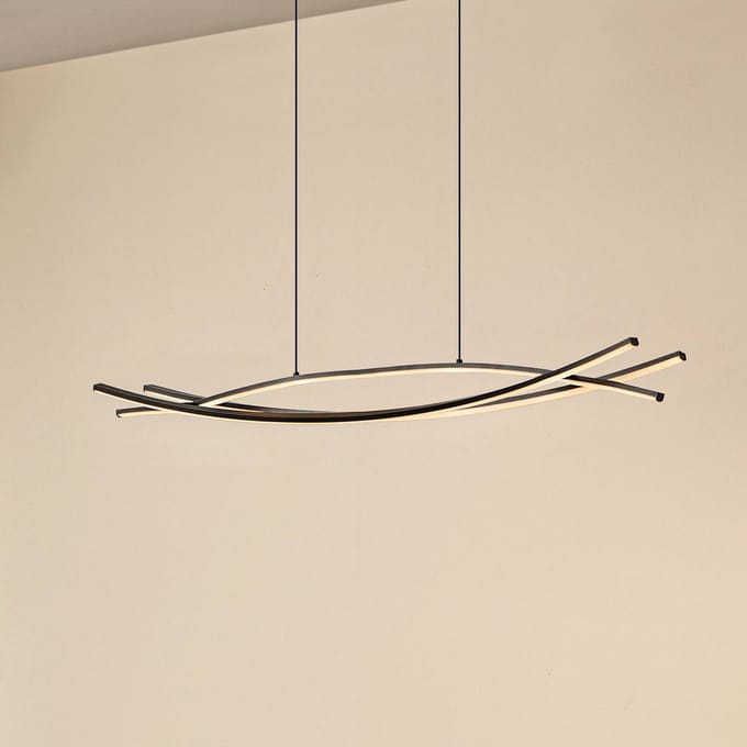 Lucande LED hanglamp Sayori, 98 cm, zwart, dimbaar