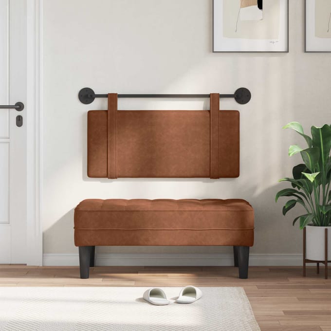 vidaXL - Hangend - hoofdbord - Bruin - Antiek - PU