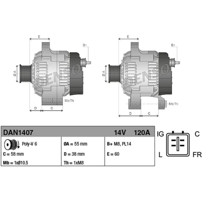 Dynamo / Alternator DENSO DAN1407