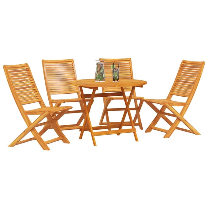 vidaXL - Tuin - Eettafel - Set - 5 - st - Bruin - Massief - Acacia - Hout