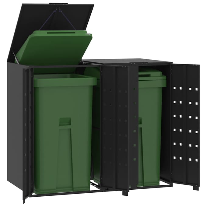vidaXL - Containerberging - voor - 2 - containers - 138x79x117 - cm - staal - zwart