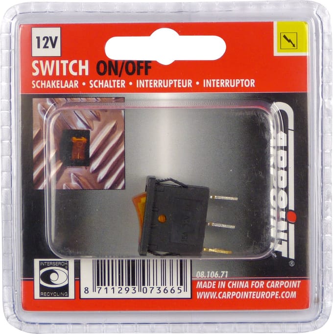 Carpoint Schakelaar LED oranje 12V 15A 19x14mm