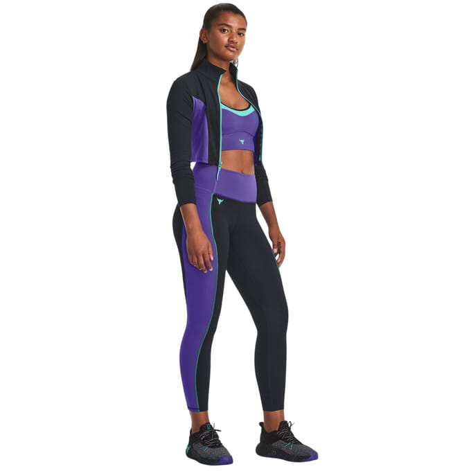 Under Armour Project Rock kort sportjack voor dames (Paars/Zwart)
