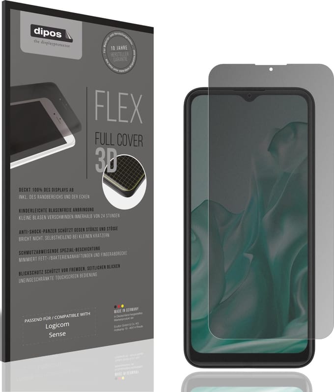 dipos FLEX – Matte Privacy Screenprotector geschikt voor Logicom Sense | Volledige Schermbescherming | Case-Friendly
