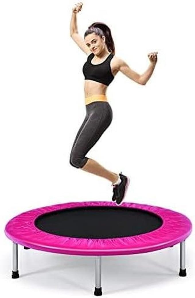 Fitness Trampoline - Springkussen Binnen - Actieve Training - Inklapbaar Ontwerp - 97 cm Diameter - Roze
