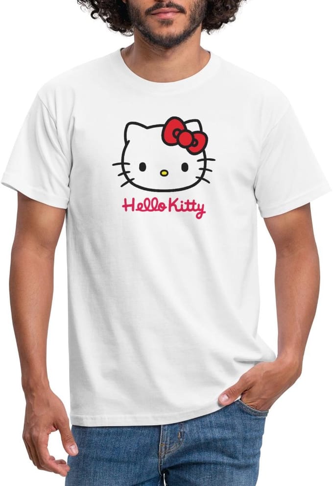 Hello Kitty Klassiek Portret Hello Kitty Tekst T-Shirt Heren