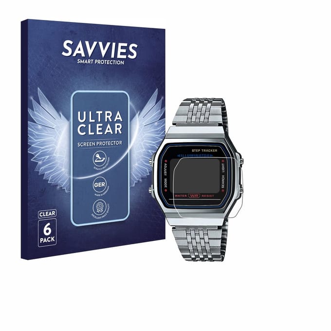Savvies - Screenprotector voor Casio iconic ABL-100WE-1A - Folie Beschermfolie transparant 6 Stuks