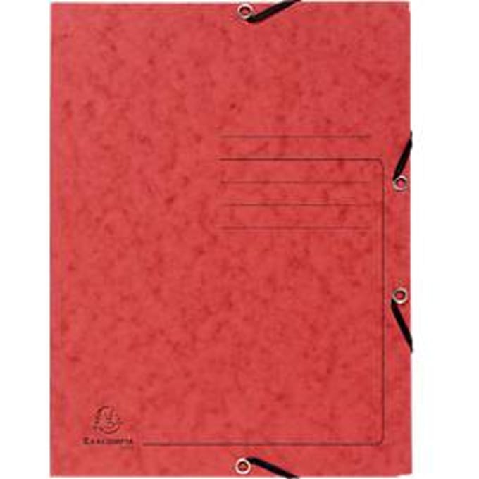 Exacompta map, DIN A4, met elastiek, 3 kleppen, te labelen, Colorspan karton, 355 g/m², rood