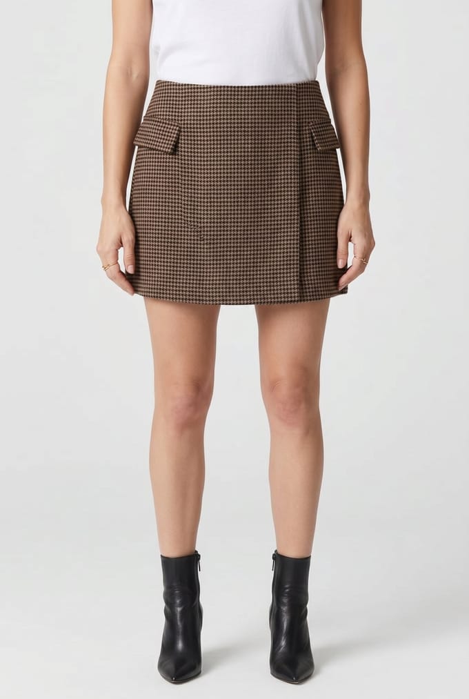 Reiss Houndstooth Skirt Brown Taglia: 14 | Minigonne Outlet | Donna | Marrone