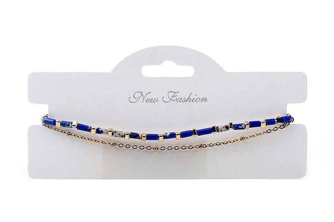 Royal-blue armband Claire | stainless steel | one size | verstelbaar | kraaltjes |