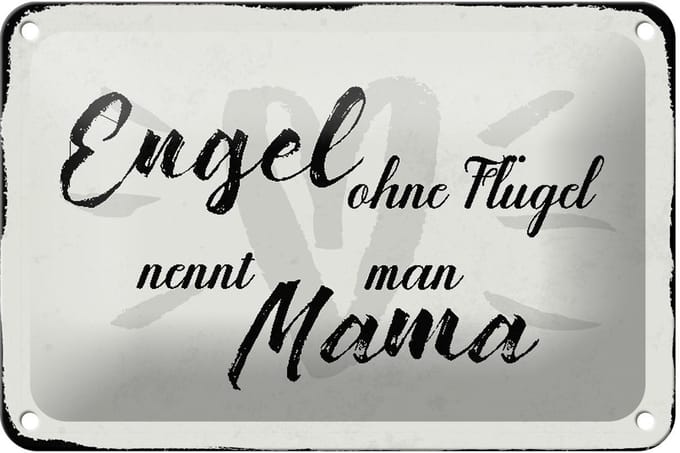 Blechschild Spruch 18x12cm Engel ohne Flügel Mama Herz