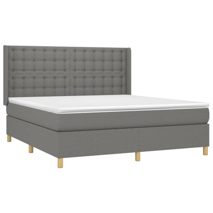 vidaXL - Boxspring - met - matras - stof - donkergrijs - 160x200 - cm