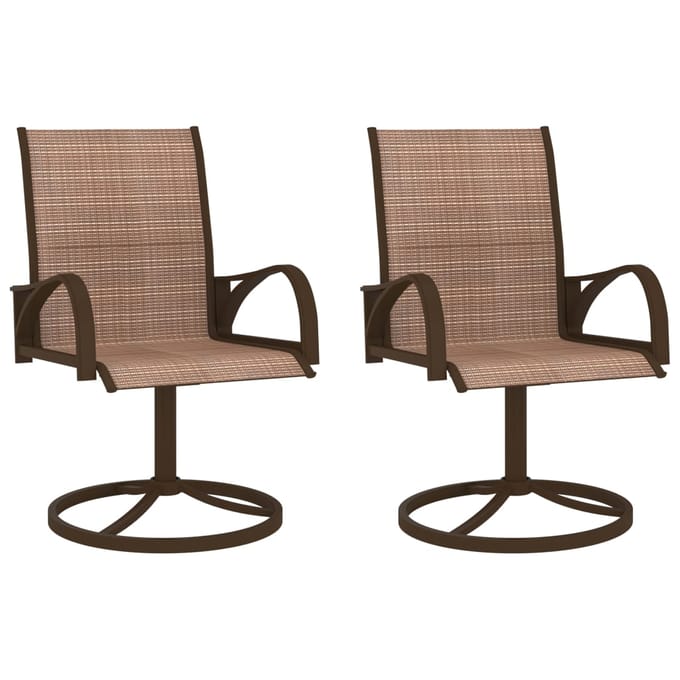 vidaXL - Tuinstoelen - draaibaar - 2 - st - textileen - en - staal - bruin