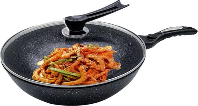 Waukeen wokpan 32cm Glazen Deksel Wok