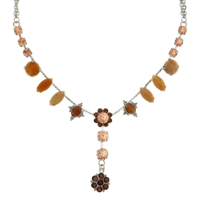 Behave - Ketting Met Bloemenhanger - Bruintinten - Vintage Boho Stijl