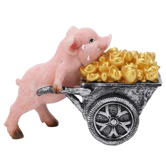 Statue Cochon Chanceux Apparence Vive Détails Réalistes Ornement Statue Cochon en Résine Polyvalente pour beige