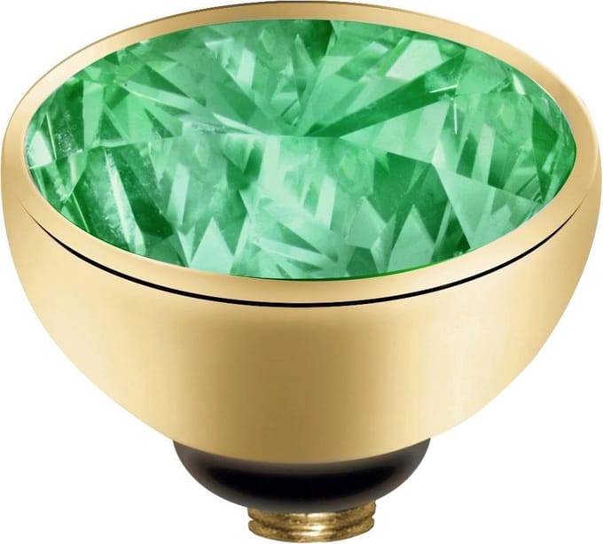 Melano twisted steen rond - Goudkleurig + Aqua green - Dames - 8mm