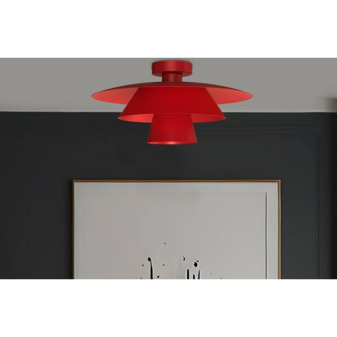 Luminex Plafondlamp Plato, rood, metaal, Ø 38 cm, E27