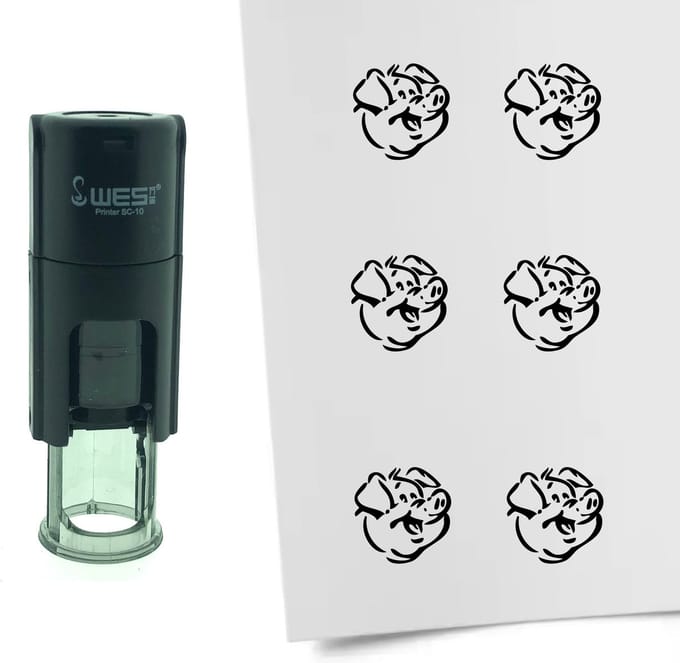 CombiCraft Stempel Varken 10mm rond - zwarte inkt
