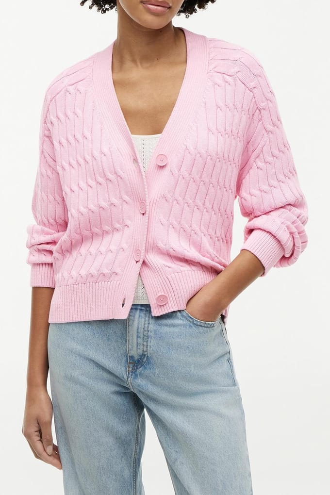 Tommy Hilfiger Mid Cable V-neck Ls Classic Pink Größe: XL | Cardigans Outlet | Damen | Rosa