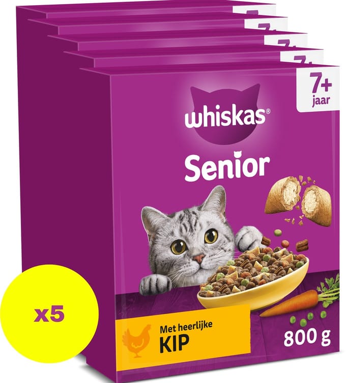 Whiskas Kattenbrokken - Senior 7+ - Kip - doos 5x800g