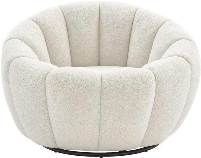Vente-unique Draaiende schelpfauteuil in wit bouclé COSSATO