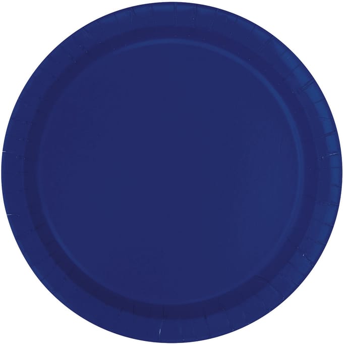 UNIQUE - 16 Marineblauwe papieren borden 23 cm