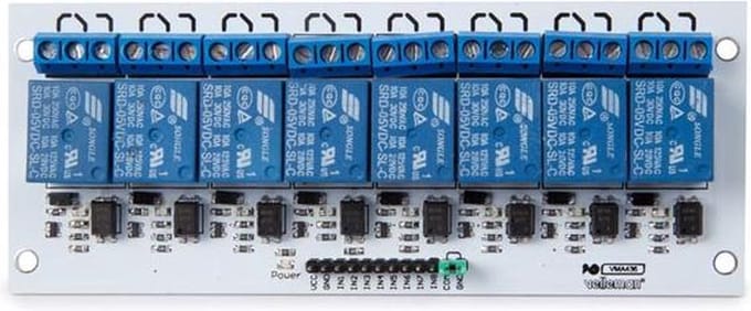 Whadda 8-kanaals relaismodule, directe microcontroller-aansturing, optogeïsoleerde ingangen
