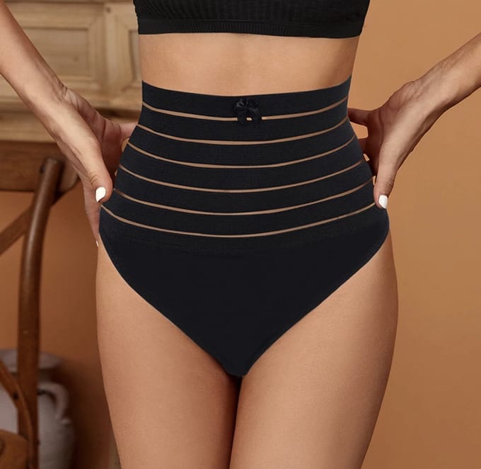 Wow Peach String Shaper Zwart Maat Large  | New Thong Shaper | Corrigerend string | Onzichtbare string | String met hoge taille | Shape wear | High waist string |Dames | Correctie ondergoed|Naadloos string | seamless thong | Afslank