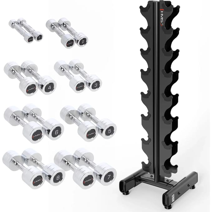 HMS CHD Serie - Halterset - 1-8 kg - Verchroomd Staal - STR36 Standaard
