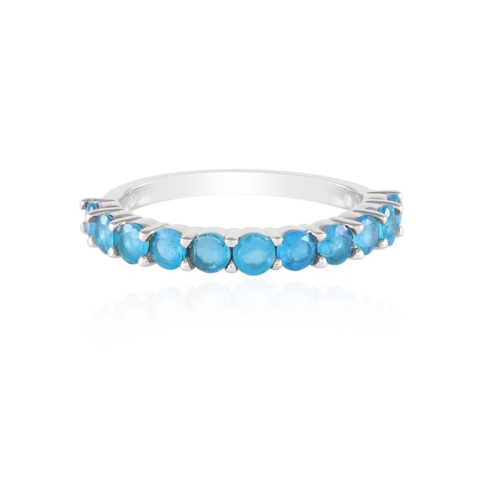 Neon Blauwe Apatiet Zilveren Ring