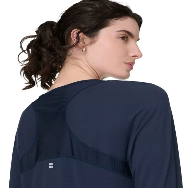 Sweaty Betty Breathe Easy Mesh Long Sleeve Top BLAUW - Maat M