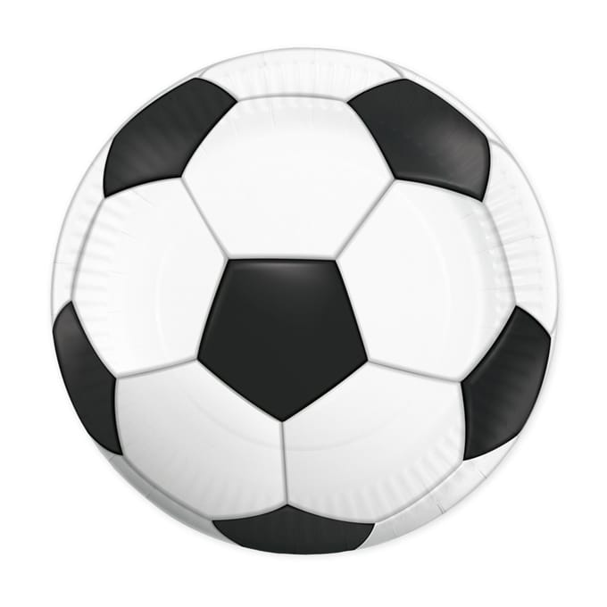 Globos papieren borden voetbal 23cm - set van 8 stuks feestdecoratie.
