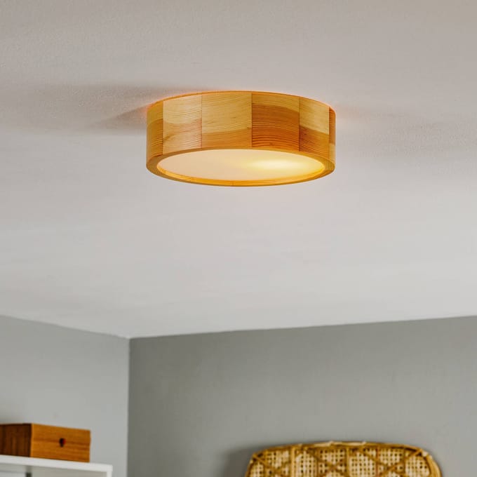Envostar Kerio plafondlamp, Ø 27 cm, grenen naturel
