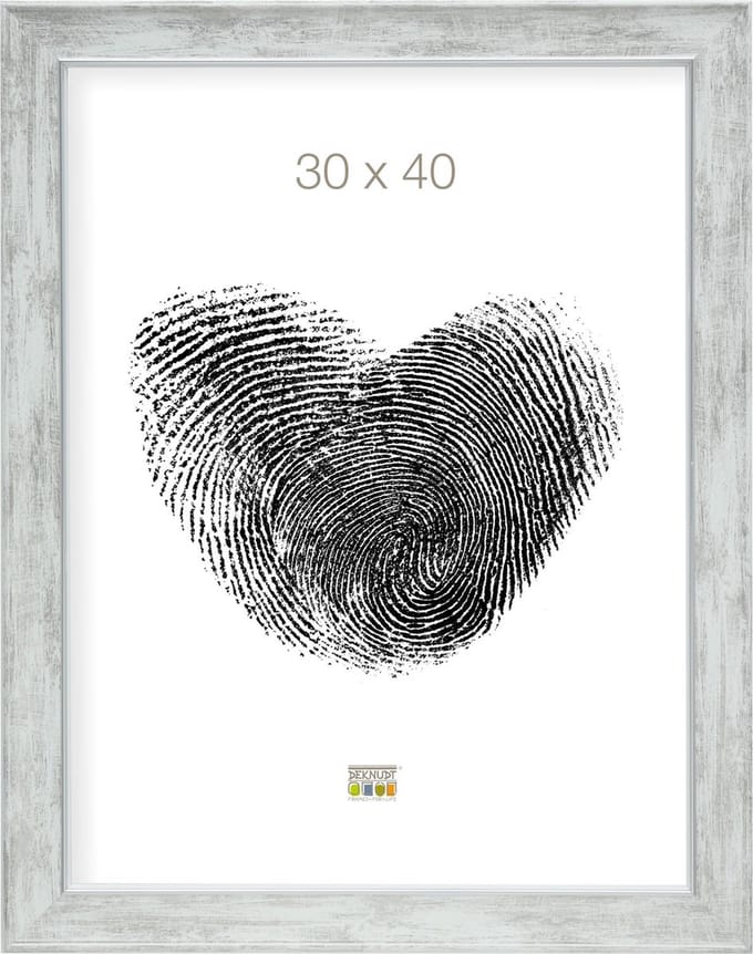 Deknudt Frames fotolijst S46EE1 - wit met zilver biesje - 30x40 cm