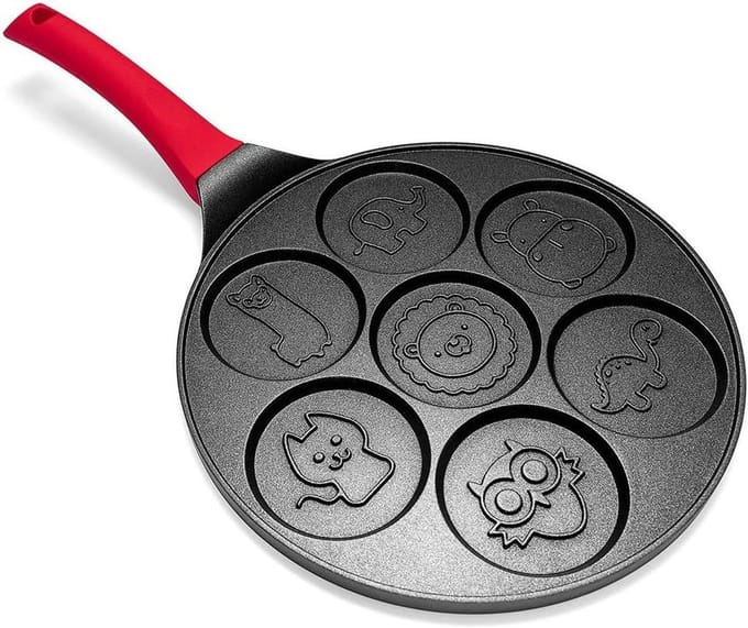 Pannenkoekenmaker - Pannenkoekenpan - Snelle Pannenkoeken - Antiaanbaklaag - 7 Vormen - Zwart