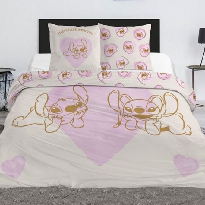 Disney Lilo & Stitch Dekbedovertrek Happy - 240 x 220 cm + (2x) 65 x 63 cm - Polykatoen