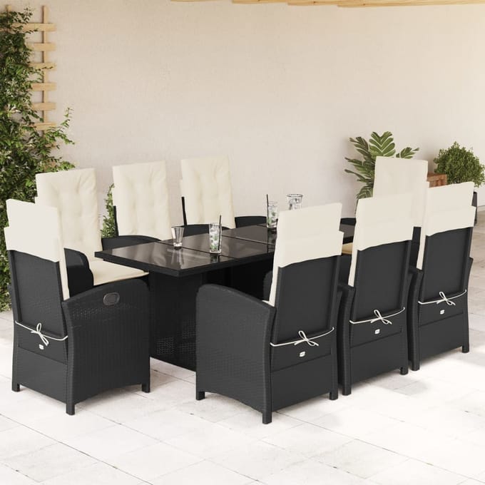 vidaXL - 9-delige - Tuinset - poly - rattan - zwart