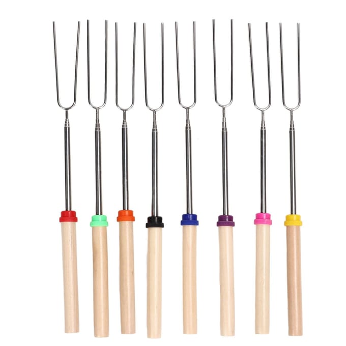 8 Stuks Telescopische Uitschuifbare Marshmallow Roosterstokken Marshmallow Stokjes Kit Uitschuifbare Rooster L gray