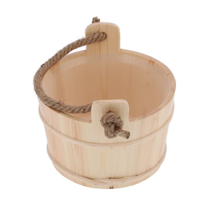 6L Sauna Emmer SPA Stoomruimte Accessoire Hoge Capaciteit Houten Vat voor Douche Zwembad beige