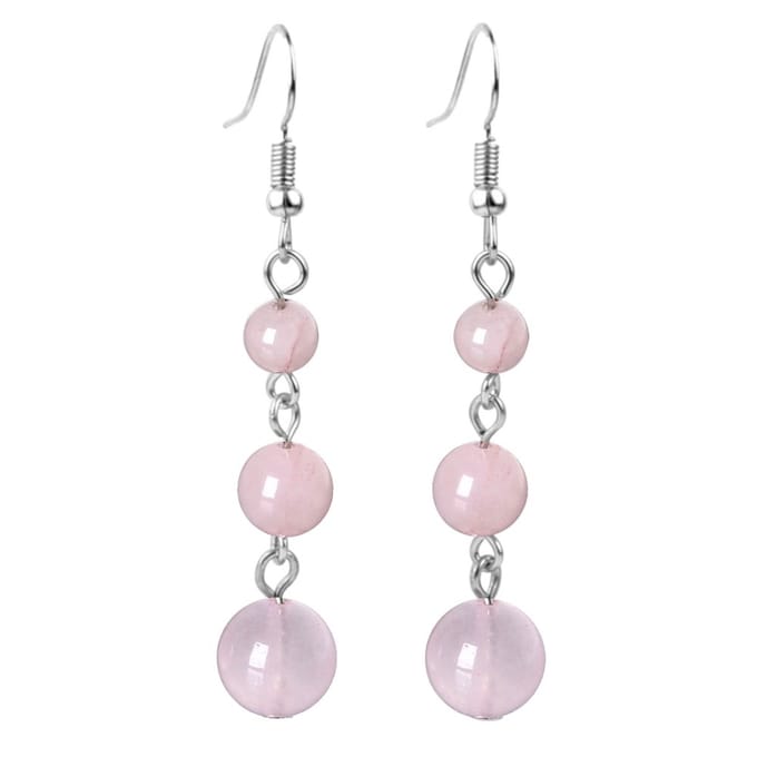 Fako Bijoux® - Oorbellen - Natuursteen - 6-8-10mm - Rozenkwarts