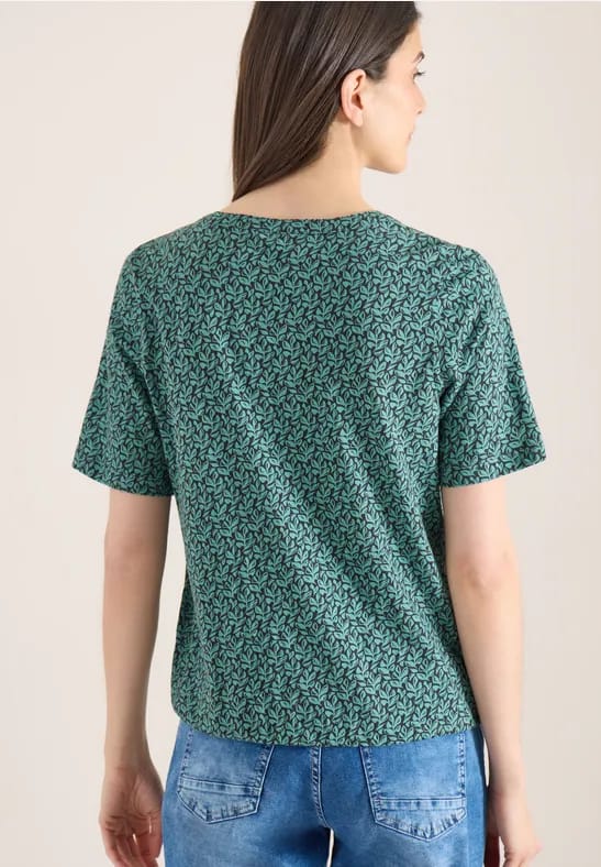 Shirt met gespleten hals en print