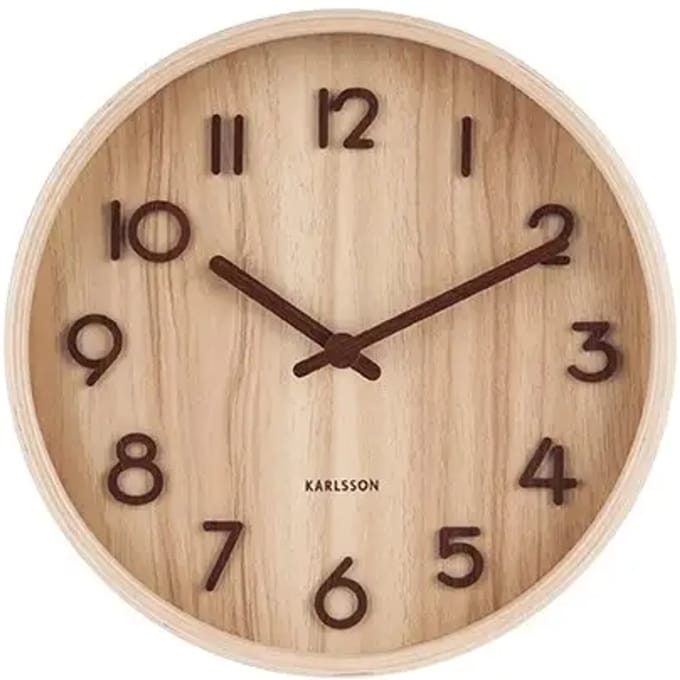 Karlsson Wandklok Pure - Licht lindehout - Medium - Ø40cm - Scandinavisch
