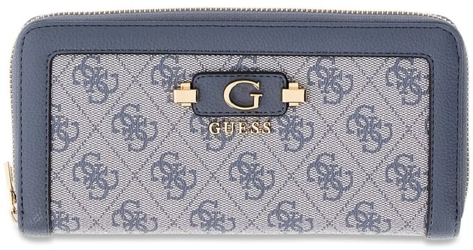 GUESS portemonnee Lindsey SLG Zip Around Wallet Slate Logo blauwgrijs