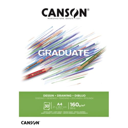 Tekenpapier canson graduate drawing 30vel 160gr a4 Helderwit