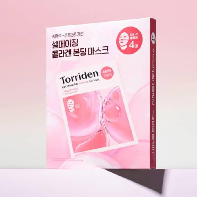 Torriden Cellmazing Laag Moleculair Collageen Verstevigend Gelmasker 4 Vellen – Intensieve Elasticiteit & Hydratatie Hydrogel Gezichtmasker white