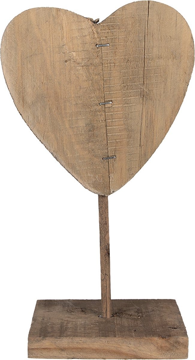 Clayre & Eef Decoratie Beeld Hart 15x8x27 cm Bruin Hout