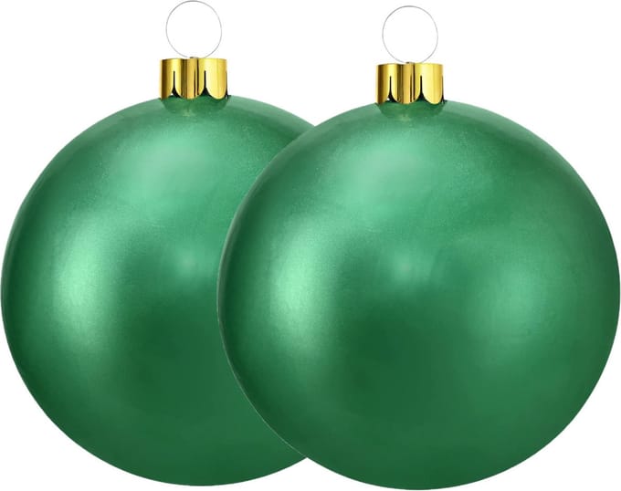 Christmas Decoration mega grote kerstballen- 2x - 45 cm - groen -opblaasbaar