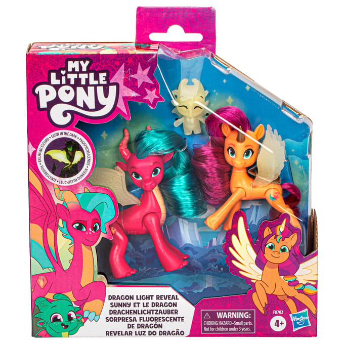 Hasbro My Little Pony draken speelgoed Dragon Light Reveal set 3 stuks.