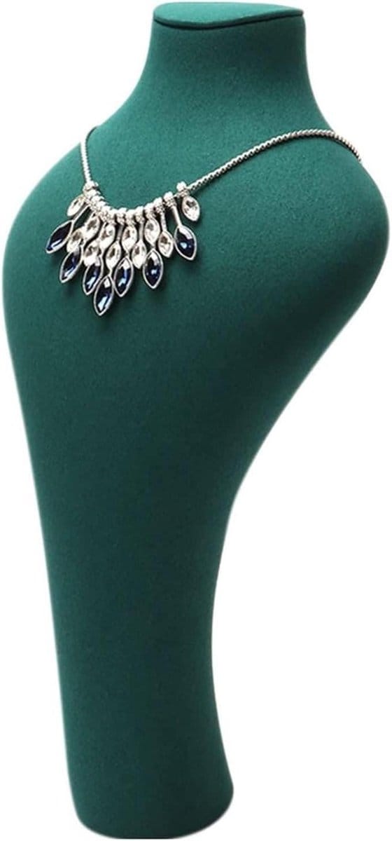 Sieraden Organisator - Ketting Buste - Sieraden Presentatie - Zachte Fluweel Afwerking - 39.5cm - Groen